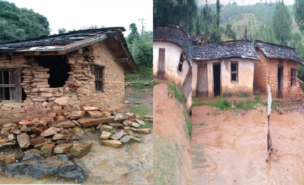 वर्षाले बैतडीमा विद्यालयको भवन भत्कियो 